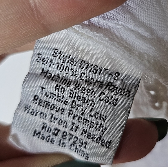 Johnny Was white bohemian embroidered eyelet 3/4 sleeves scoop neck loose blouse - Picture 5 of 7